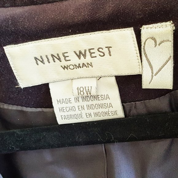 NINE WEST Jacket Sz 18W Purple Velvet One Button Cutaway Style Lined - Picture 7 of 7